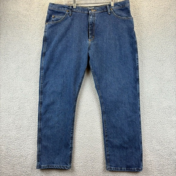 Wrangler 47 Advanced Comfort Mens 40x30 Regular Fit Western Medium Wash Jeans - Picture 3 of 13
